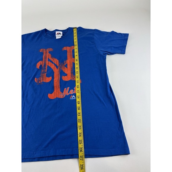 Vintage Majestic New York Mets Medium Blue Short Sleeve T-Shirt Tee - Picture 6 of 6